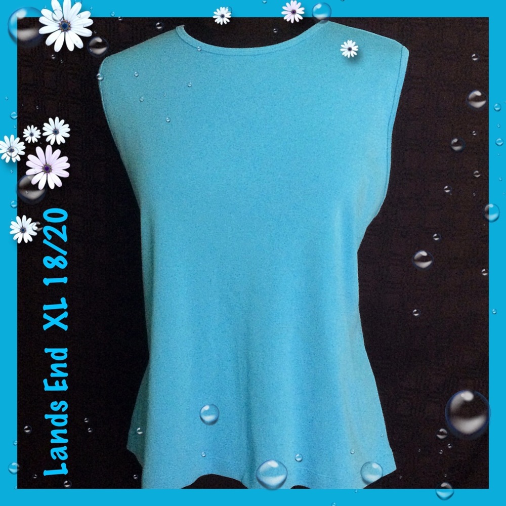 Lands End Turquoise Cotton Pullover Sleeveless XL